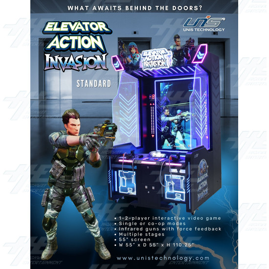 Elevator Action Invasion SD - 2 Player Gun Shooter Arcade Machine - Elevator Action Invasion - Flyer